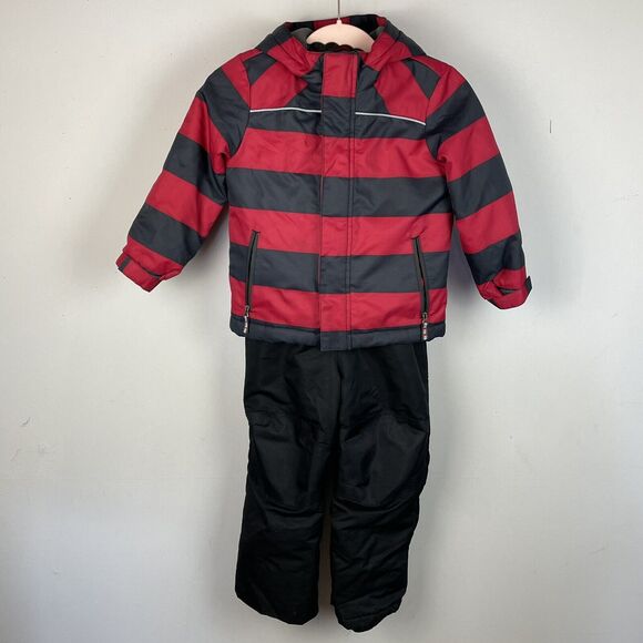 Cherokee Black Snow Bib and Red Black Thinsulate Insulation Coat Set Size 4T - Picture 2 of 12